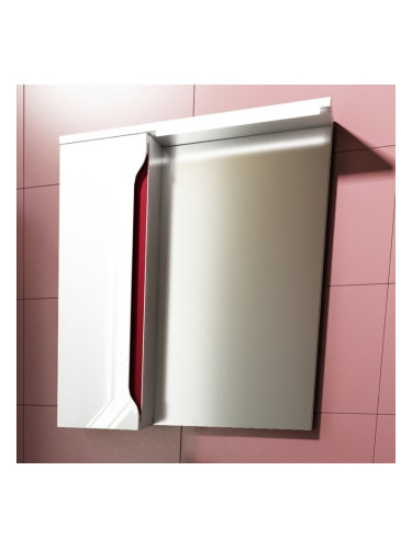 Горен шкаф за баня с огледало с вградено LED осветление - CARRE 50