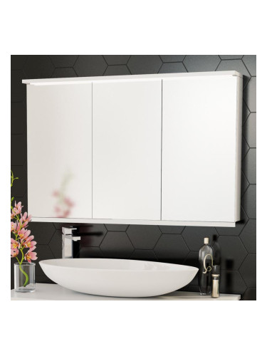 Водоустойчив шкаф за баня с огледало с LED осветление - TRIO 100