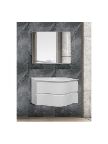 Комплект PVC шкаф за баня с умивалник и LED огледало Барселона 