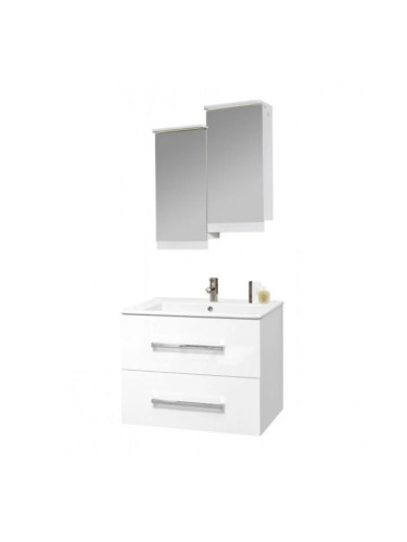 Комплект PVC долен шкаф с умивалник и горен шкаф с LED огледало Лорена