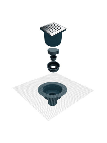 Регулируем сифон с мрежа с долен изход Ф50