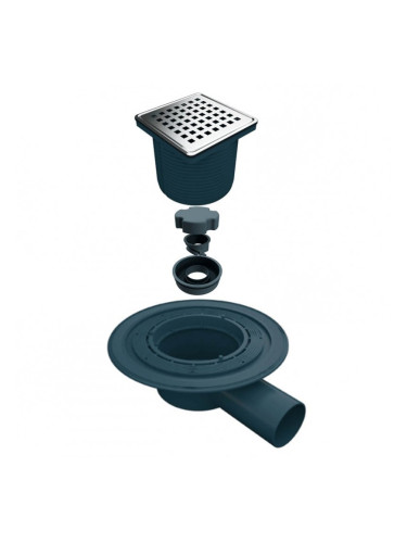 Регулируем сифон с изолационна пола със страничен изход Ф50-Copy