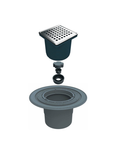 Регулируем сифон с изолационна пола с двойна защита, долен изход ø100