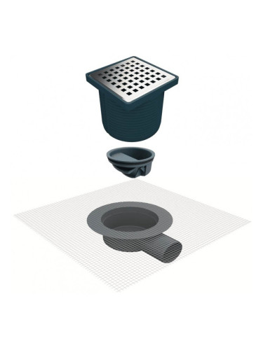 Регулируем сифон с мрежа (ПВЦ рамка) със страничен изход Ф50