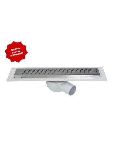 Линеен сифон с черна решетка вълни 40 см