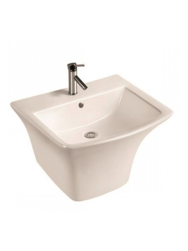 ДЕНИЗ - ТОНДО Масивен порцеланов умивалник / бял