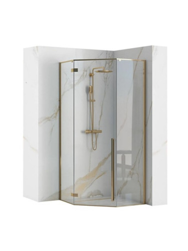 Душ кабина Rea Diamond Gold, 90 X 90, Закалено стъкло, Златисто