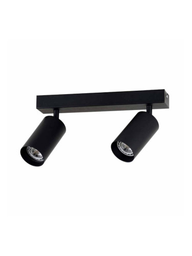 ЧЕРНО ДВОЙНО ПРОЖЕКТОРНО ТЯЛО АЛУМИНИЙ GU10 30X6X18CM