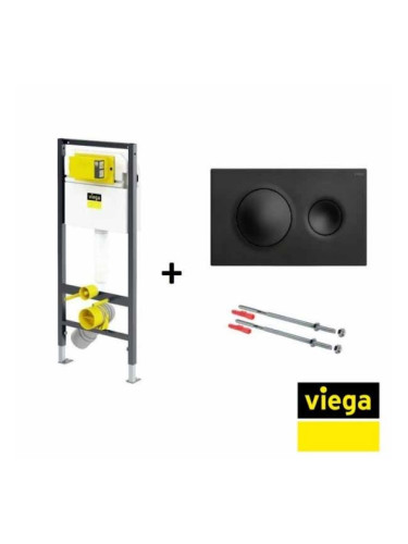 Viega Prevista Комплект структура за вграждане с бутон черен мат