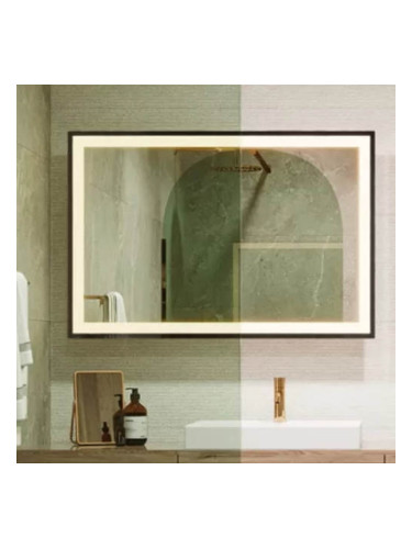 LED ОГЛЕДАЛО Bilde Black с черна рамка и осветление