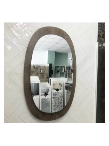 Огледало за баня с вградено LED осветление Allure Wood, с дървена основа