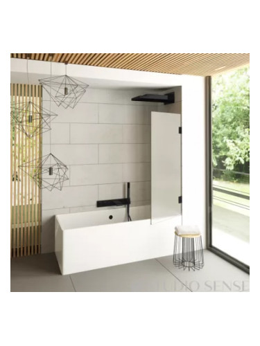 Стъклен параван за вана Sempre Nero