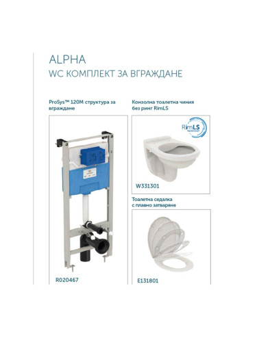 ALPHA WC КОМПЛЕКТ ЗА ВГРАЖДАНЕ R051501