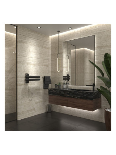 Дизайнерска алуминиева лира за баня Riffle 2 Black