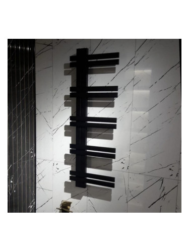 Дизайнерска алуминиева лира за баня Guardian 10 Black 450x1200