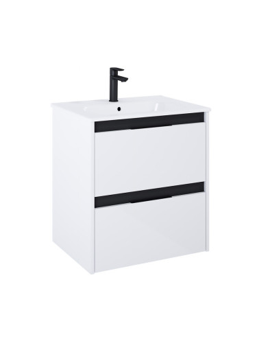 Долен шкаф за баня с мивка – бял гланц A852012606