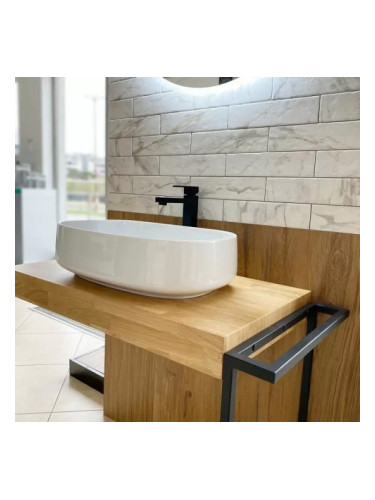 Libra - дървесен плот за баня с конзоли черен мат