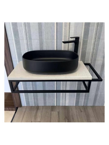 Lusso Light - плот за баня от технически камък с конзоли черен мат