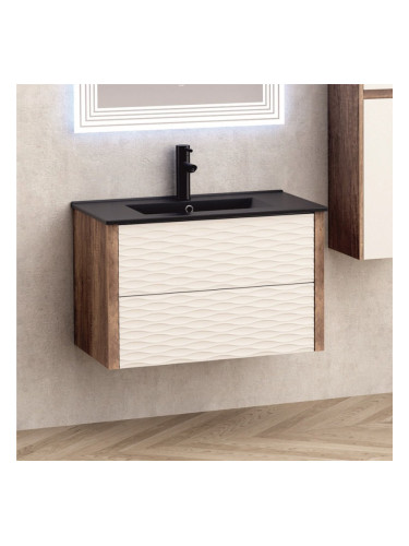 ДОЛЕН ШКАФ ЗА БАНЯ 80см + МИВКА ЧЕРЕН МАТ