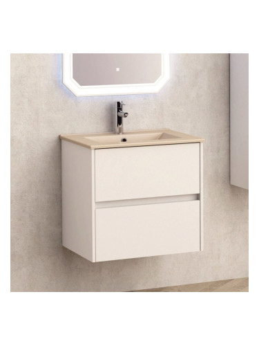 БЯЛ ПВЦ ШКАФ ЗА БАНЯ 60см + МИВКА БЕЖОВ МАТ