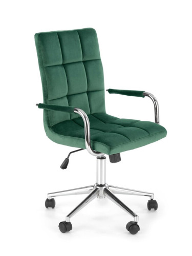 Кадифено въртящо се кресло - тъмно зелено