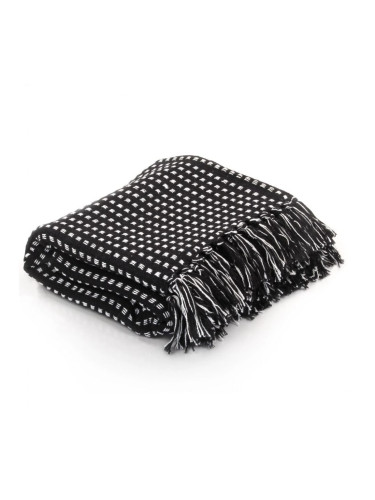 Sonata Декоративно одеяло, памук, каре, 125x150 см, черно