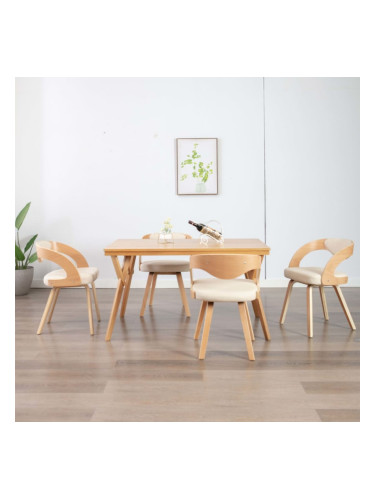 Sonata Трапезни столове, 4 бр, кремави, извито дърво и изкуствена кожа