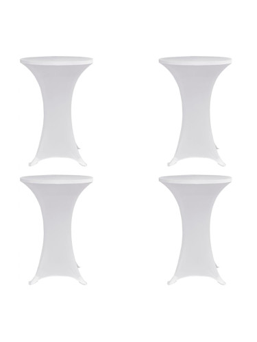 Sonata Покривки за коктейлни маси, Ø60 см, бели, еластични, 4 бр