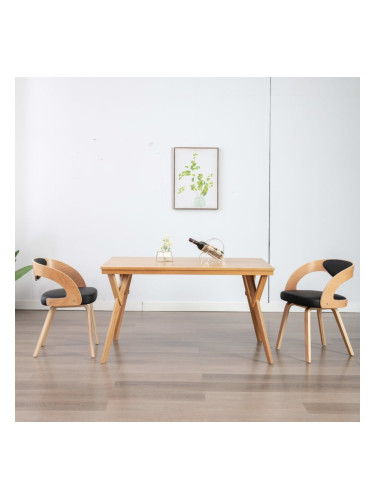 Sonata Трапезни столове, 2 бр, черни, извито дърво и изкуствена кожа