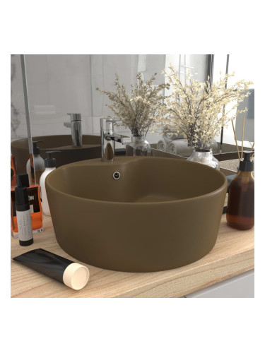 Sonata Луксозна мивка с преливник кремав мат 36x13 см керамика