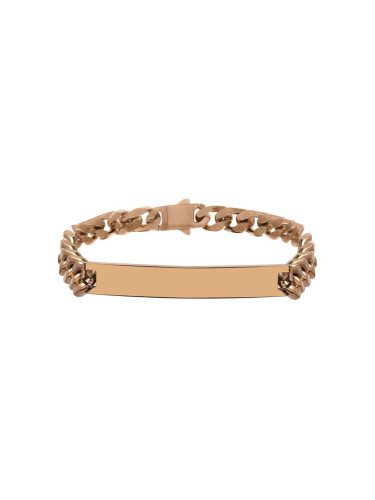 Мъжка розовозлатиста гривна с едра плетка и плочка Bellita