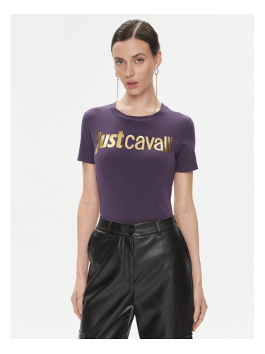 Just Cavalli Тишърт 75PAHT00 Виолетов Regular Fit