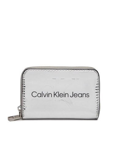 Calvin Klein Jeans Голям дамски портфейл Sculpted Med Zip Around Mono S K60K611863 Сребрист