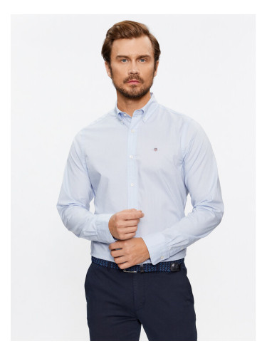 Gant Риза Slim Poplin 3000102 Син Regular Fit