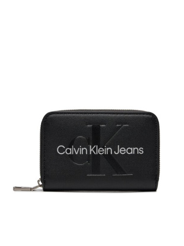 Calvin Klein Jeans Голям дамски портфейл Sculpted Med Zip Around Mono K60K607229 Черен