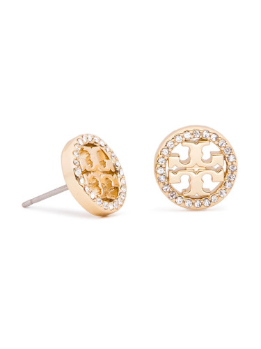 Tory Burch Обици Crystal Logo Circle Stud Earring 53422 Златист