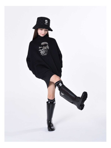 Karl Lagerfeld Kids Ежедневна рокля Z12249 S Черен Relaxed Fit