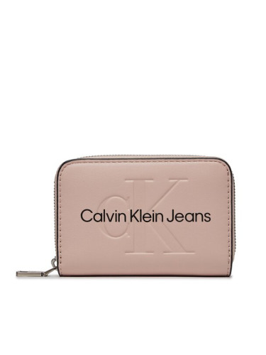 Calvin Klein Jeans Голям дамски портфейл Sculpted Med Zip Around Mono K60K607229 Розов