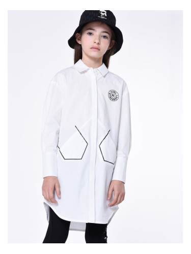 Karl Lagerfeld Kids Рокля тип риза Z12252 S Бял Regular Fit