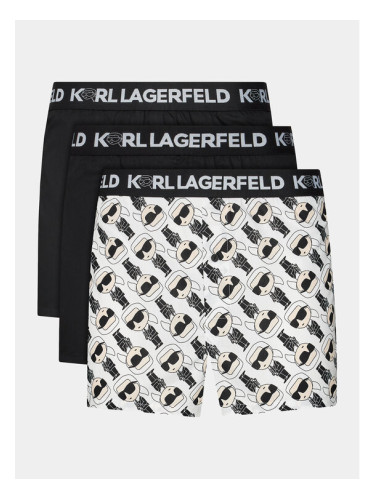 KARL LAGERFELD Комплект 3 чифта боксерки Ikonik 2.0 Woven Boxer (X3) 236M2102 Черен