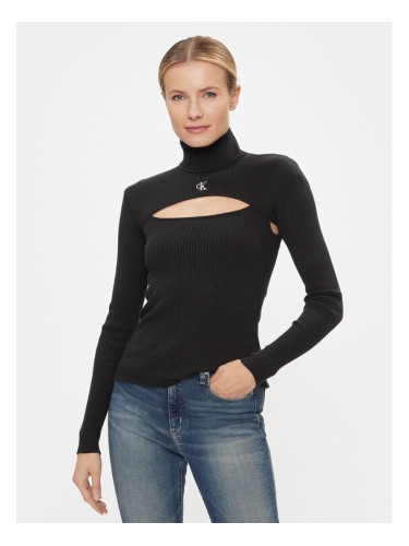 Calvin Klein Jeans Поло 2 In 1 Cut Out Tight Sweater J20J222621 Черен Slim Fit