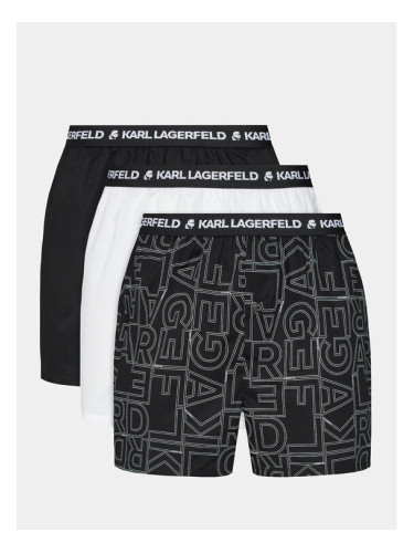 KARL LAGERFELD Комплект 3 чифта боксерки Aop Woven Boxer Short (X3) 235M2108 Черен