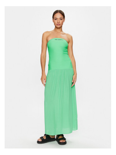 KARL LAGERFELD Лятна рокля Straples Beach Dress 231W2206 Зелен Regular Fit