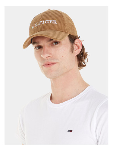 Tommy Hilfiger Шапка с козирка Monotype Cordoroy Cap AM0AM11990 Бежов