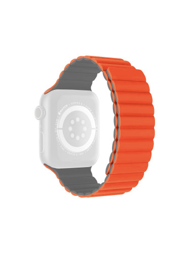 Двуцветна силиконова каишка за Apple Watch 42/44/45/49 мм, оранжево и сиво