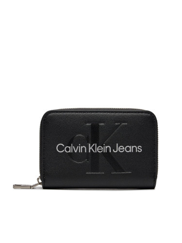 Голям дамски портфейл Calvin Klein Jeans Sculpted Med Zip Around Mono K60K607229 Черен