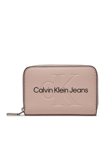 Голям дамски портфейл Calvin Klein Jeans Sculpted Med Zip Around Mono K60K607229 Розов