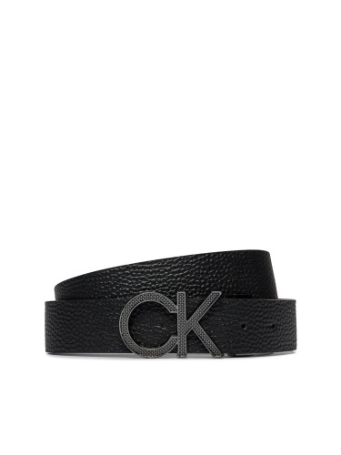 Мъжки колан Calvin Klein Adj/Rev Ck Pique Metal 35Mm K50K511337 Черен