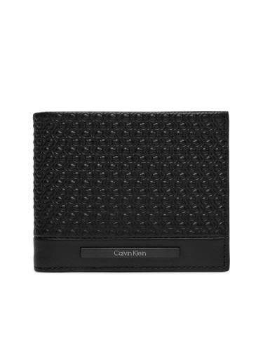 Голям мъжки портфейл Calvin Klein Modern Bar Bifold 5Cc W/Coin K50K511378 Черен