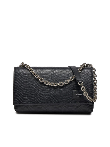 Дамска чанта Calvin Klein Jeans Sculpted Flap W/Chain25 Snake K60K611521 Черен